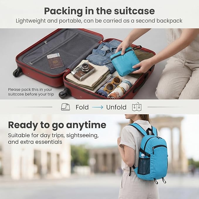 Lightweight Hiking Backpack 18L Packable Foldable Small Daypack Collapsible - Image 5