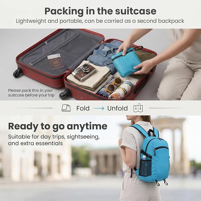 Lightweight Hiking Backpack 30L Packable Foldable Daypack Collapsible Travel - Image 5