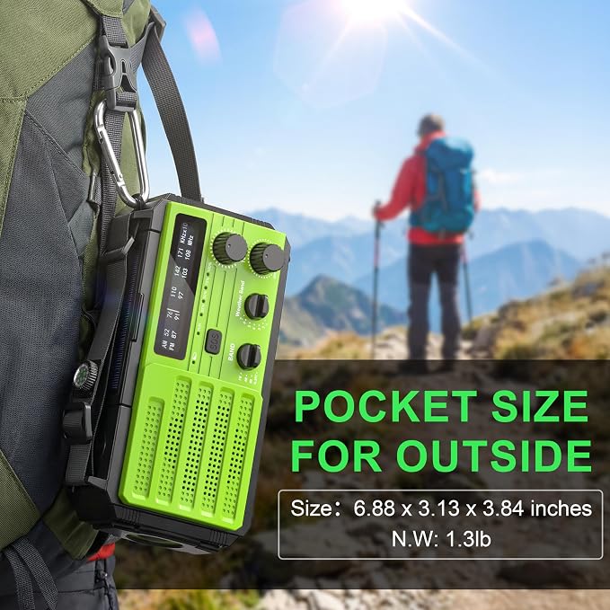 Emergency Weather Radio, 22200mWh Hand Crank Emergency Radio - Image 7