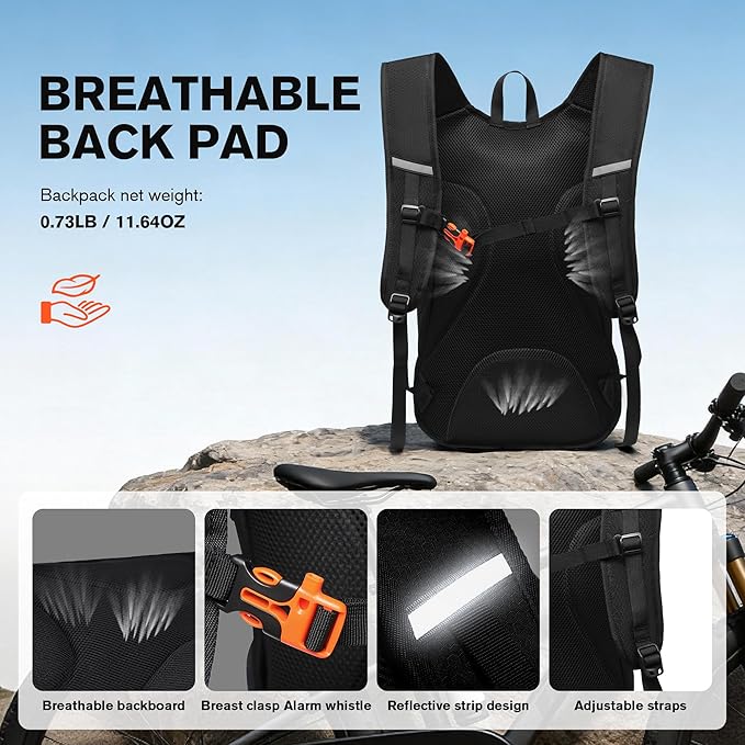Ultra-Light Soft Daypack 15L/20L, Cushioned Breathable Back Panel Backpack - Image 3