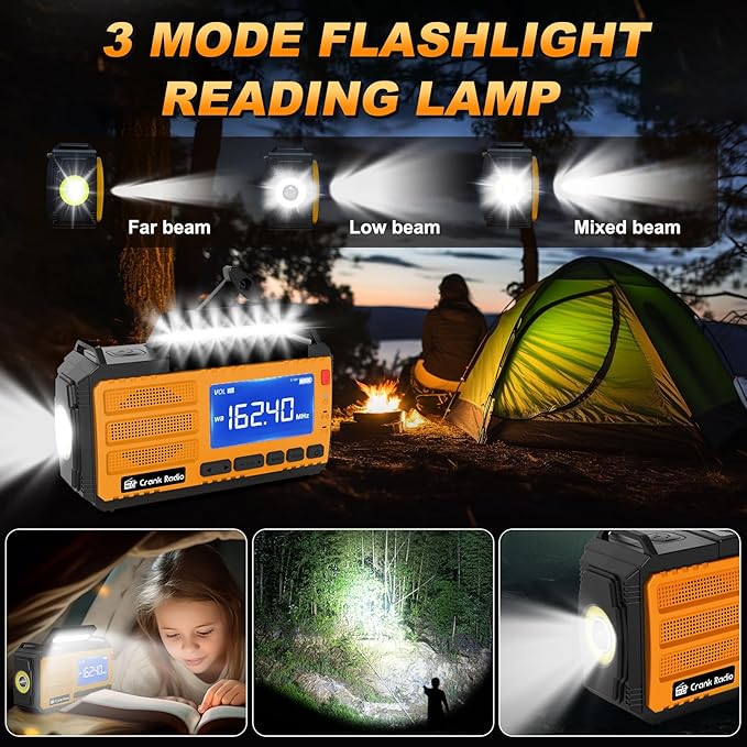 Emergency Crank Radio Solar Hand Crank Emergency Radio 37000mWh AM/FM NOAA - Image 6