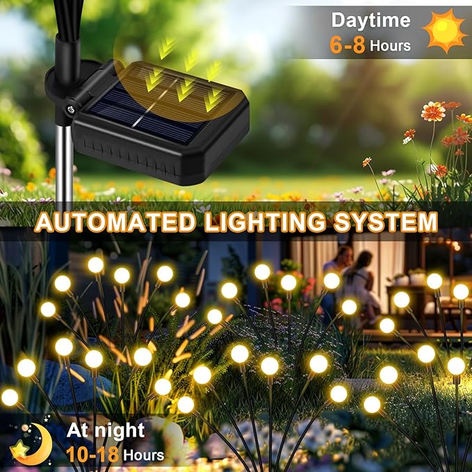 NBQQ Solar Garden Lights Outdoor, 4 Pack Swaying Light Waterproof Solar Lights - Image 6
