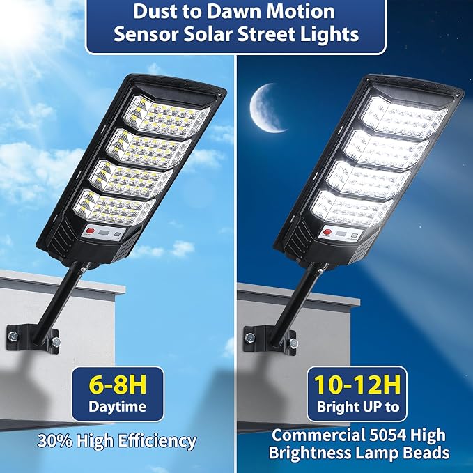 Yusist 4 Pack Solar Street Lights Outdoor Waterproof, 6500K LED Motion Sensor - Image 3