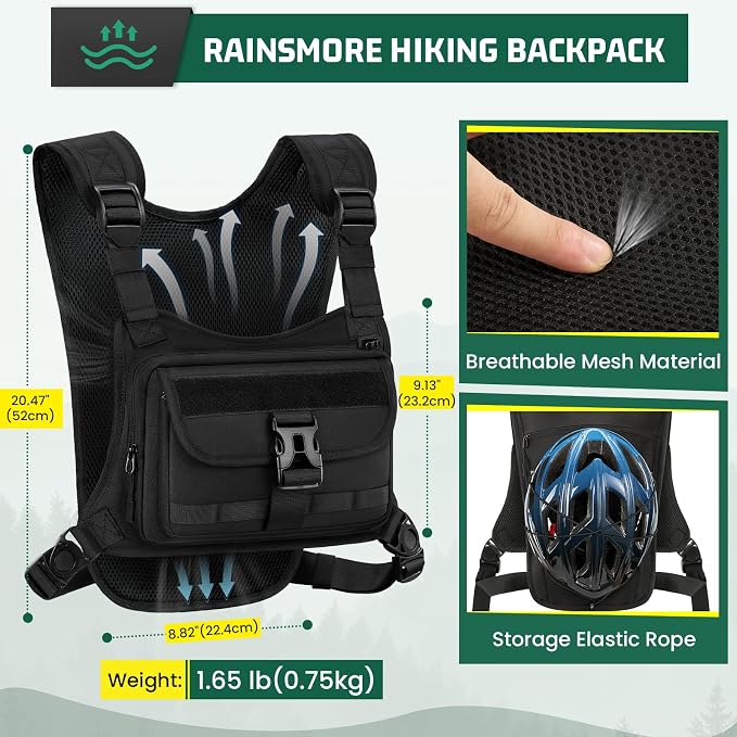 RAINSMORE Hydration Vest with 2L Water Bladder Lightweight Reflective Chest Pack - Image 4