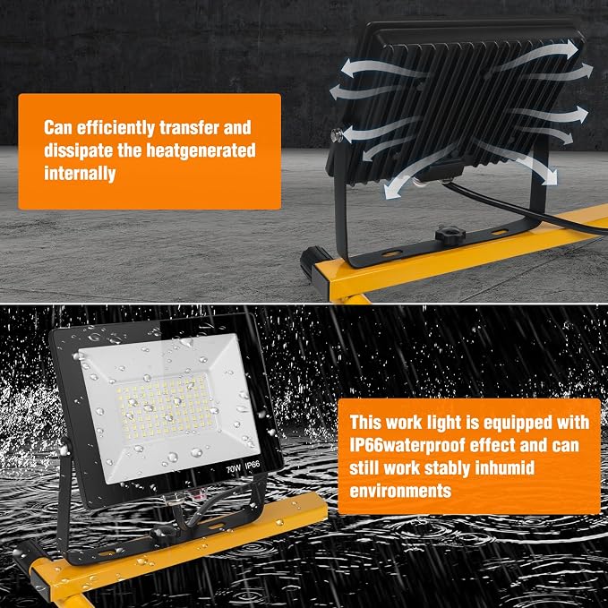 LED Work Lights with Stand, 21000 Lumen, 2-Head Adjustable Work Light, - Image 7