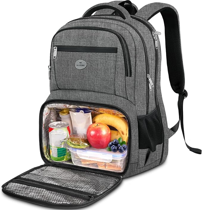 MATEIN Laptop Backpack with Lunch Box, 18 Inch Gray Mens Work Backpack by MATEIN