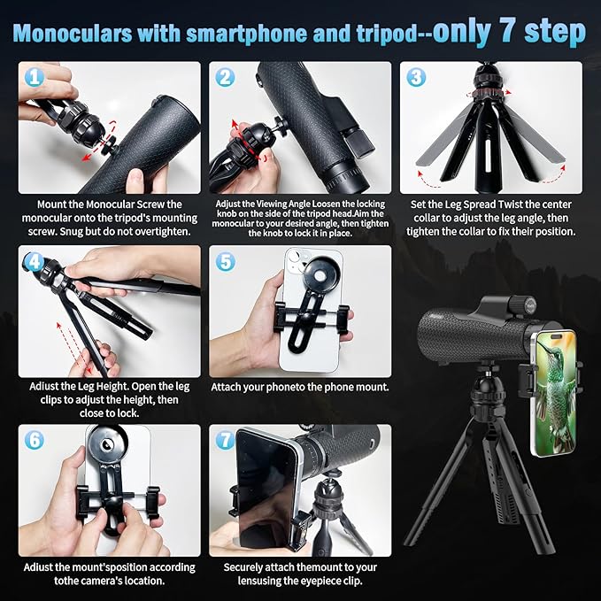 15×55 Monocular Telescope, HD High Powered - Image 5