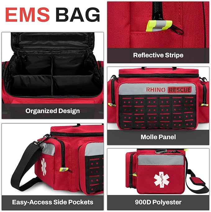 RHINO RESCUE First Responder First Aid Kit Fully-Stocked EMT Bag, Professional - Image 6