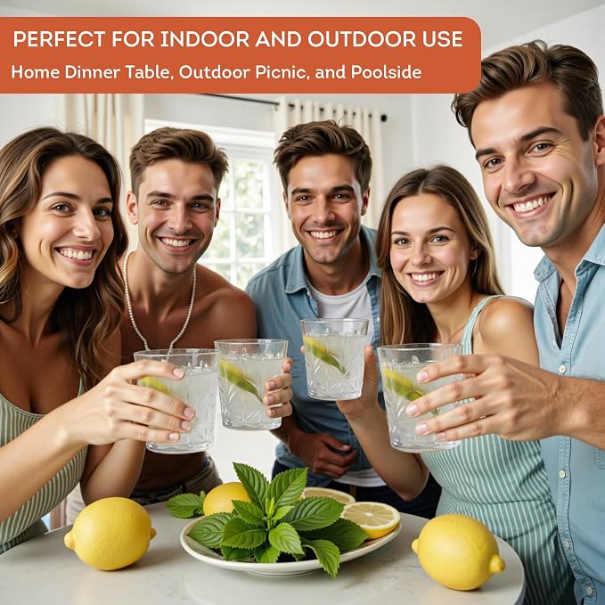 Lily's Home Unbreakable Premium Drinking Glasses Set of 4, Plastic Cups - Image 8