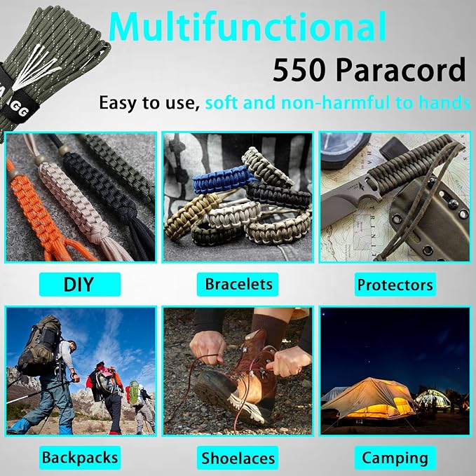 VVAAGG Reflective Paracord Rope 100FT, 7 Strand Nylon para Cord Lanyard Utility - Image 7
