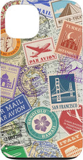 World Map Travel Passport Stamps Postage Stamp Case by Unknown