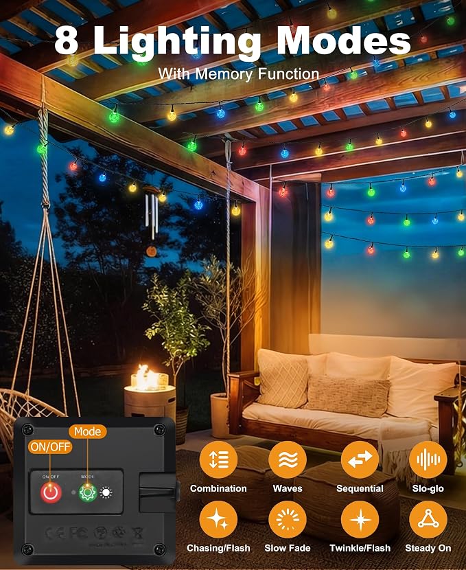 btfarm 2 Pack Solar String Lights Outdoor Waterproof, Total 98 FT 100 LED Solar - Image 5