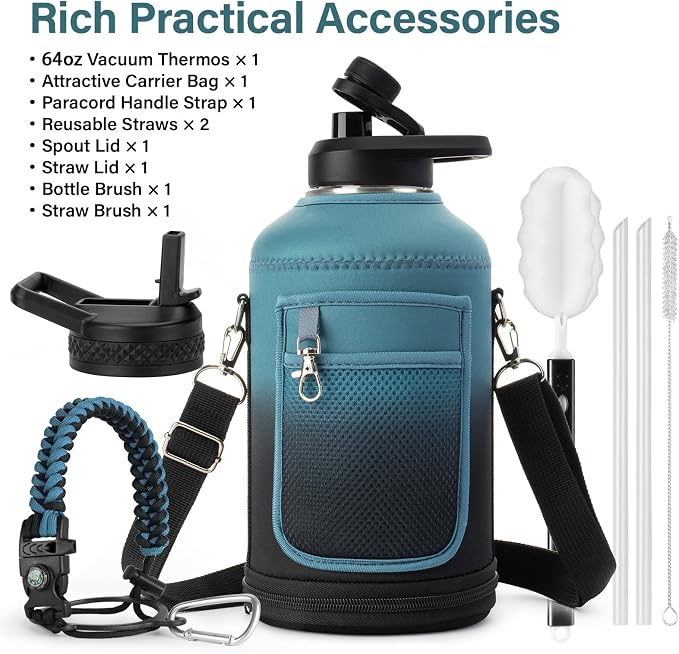 DYSANKY 64 oz Insulated Water Bottle | Thickened Stainless Steel Water Jug - Image 2