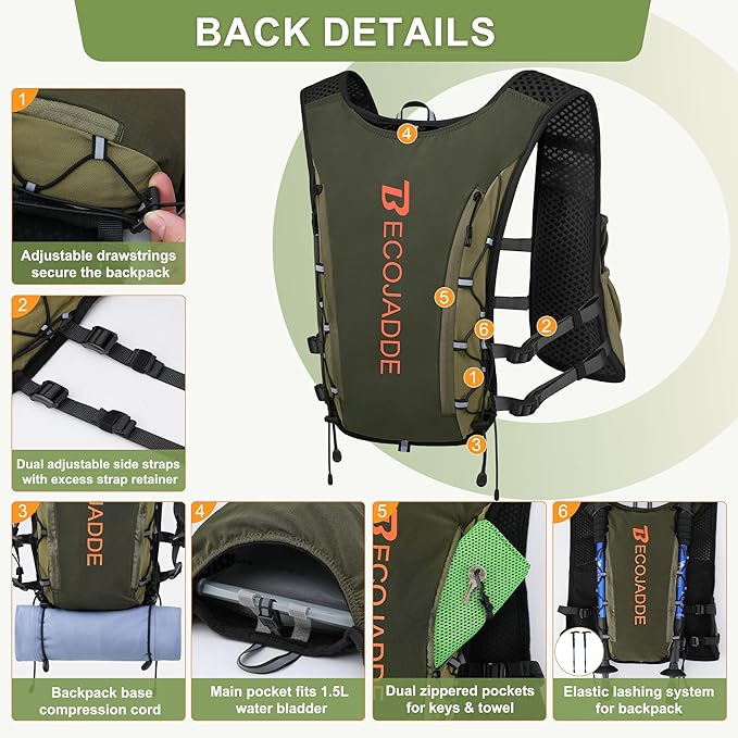 BECOJADDE Running Vest Hydration Backpack - Image 3