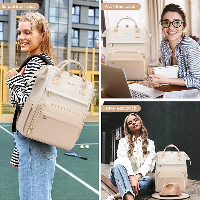LOVEVOOK Leather Backpack for Women, 15.6 inch Laptop Backpack, Professional - Image 6