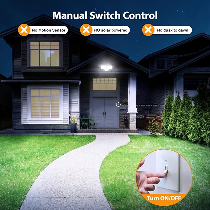Onforu 3200LM Flood Lights Outdoor, 32W 6500K LED Security Light Switch - Image 4