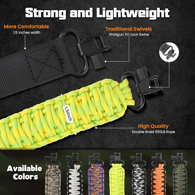 Double Braide 550LB Shotgun Sling 2 Point Paracord Rifle Sling, Non-Slip - Image 2