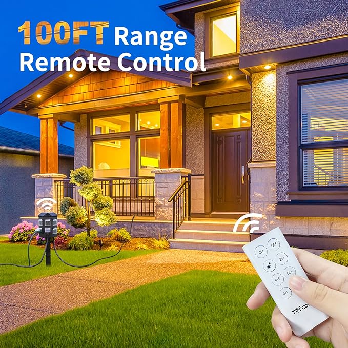 TiFFCOFiO Outdoor Power Stake Timer, 100FT Remote Control, Dusk to Dawn - Image 3