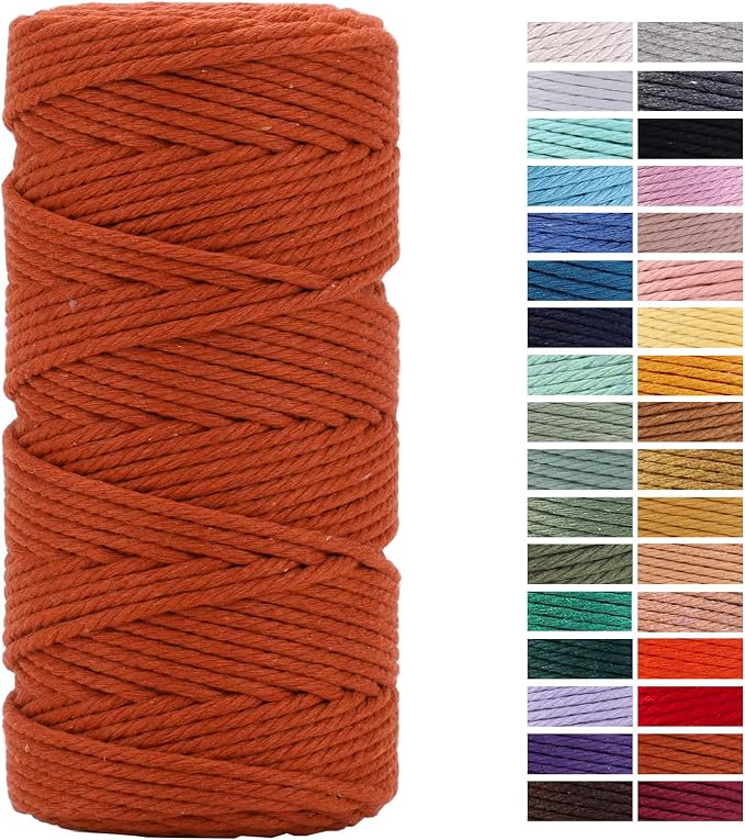 Rust Red Macrame Cord 3mm x 109Yards, Colored Cotton Rope Craft Cord Colorful by AestheticDesignforYou