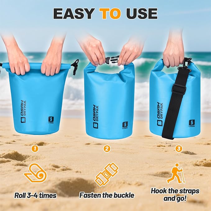 Waterproof Dry Bag, 5L/10L/20L/30L/40L Roll Top Lightweight Storage Backpack - Image 4