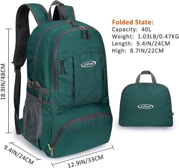 G4Free 40L Lightweight Packable Hiking Backpack, Waterproof Travel Daypack - Image 4