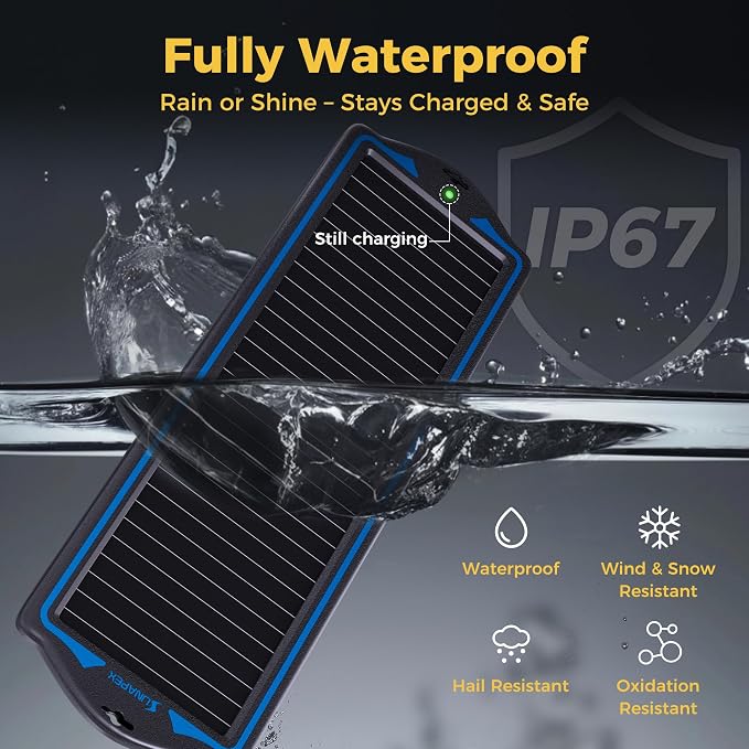 SUNAPEX 12V Solar Battery Charge: Waterproof Portable Solar Panel Kit - Image 3