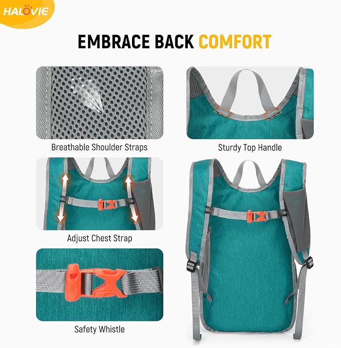 HALOVIE 15L Foldable Hiking Backpack Phone Pocket Lightweight Travel Daypack - Image 5
