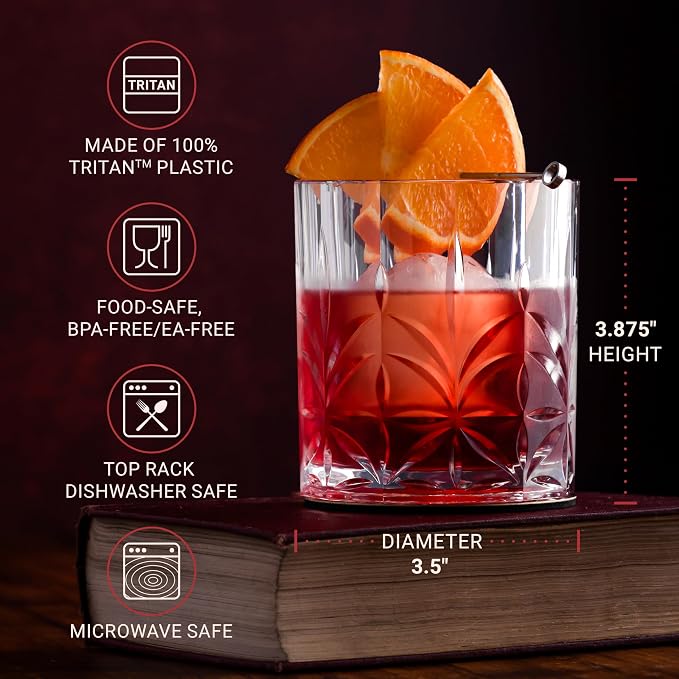 Bravario Unbreakable Plastic Whiskey Glasses | Shatterproof 100% Tritan Double - Image 4