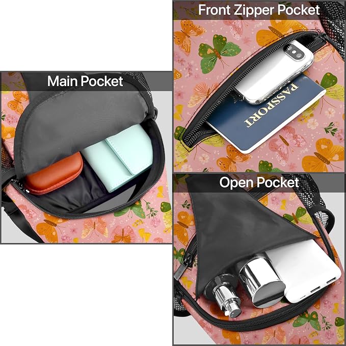 FyLybois Butterfly Sling Bag for Women Lightweight Crossbody Backpack Casual - Image 6