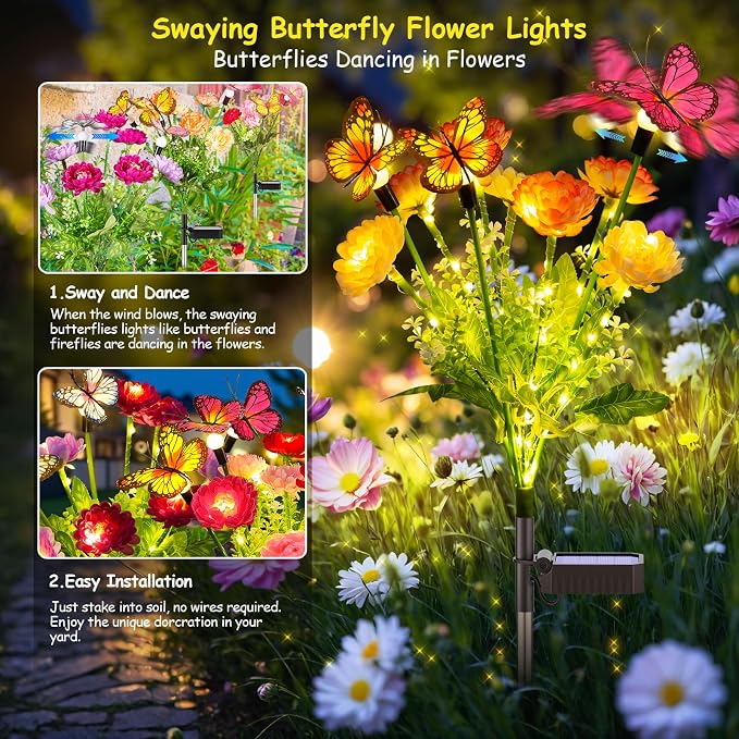 GARPAR Solar Garden Lights, 6 Pack Swaying Solar Lights - Image 4