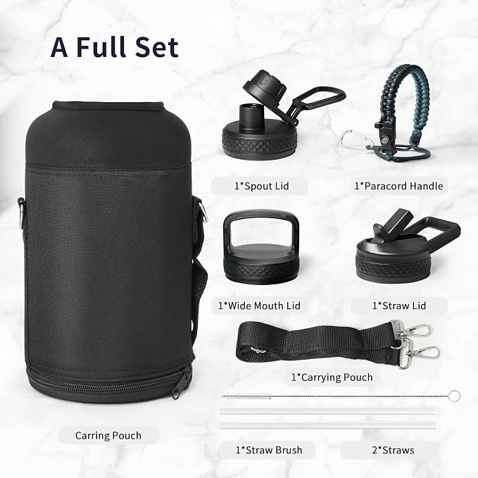 Trebo Water Bottle 64oz with Paracord Handle, Half Gallon Large Vacuum Triple - Image 8