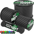 Reflective Paracord Rope 750 lb - 1000ft 5/32" Parachute Cord 4MM 12-Strand by Triberion