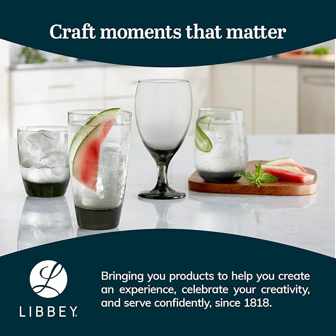 Libbey Classic Smoke Tumbler Glasses, Timeless Drinkware Set of 12, 18 Oz - Image 6