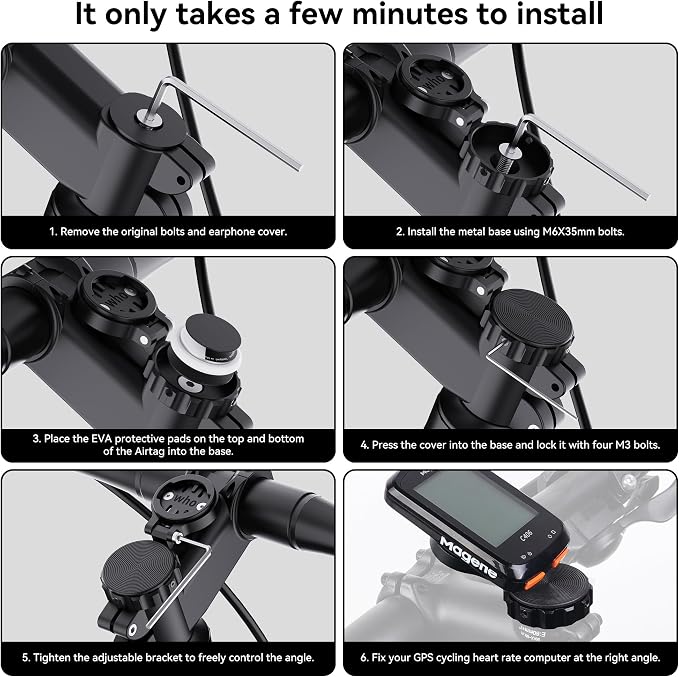 DDJ AirTag Bike Computer Mount, Hidden Stem Cap AirTag Holder Compatible - Image 9