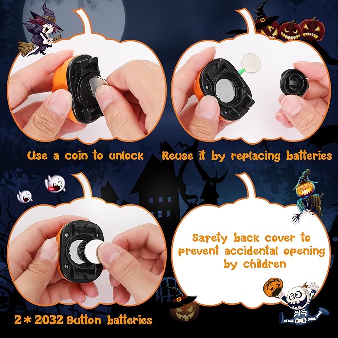 EverBrite Halloween Pumpkin Headlamps 2 Pack, 2 Modes LED Head Lamps Adjustable - Image 3