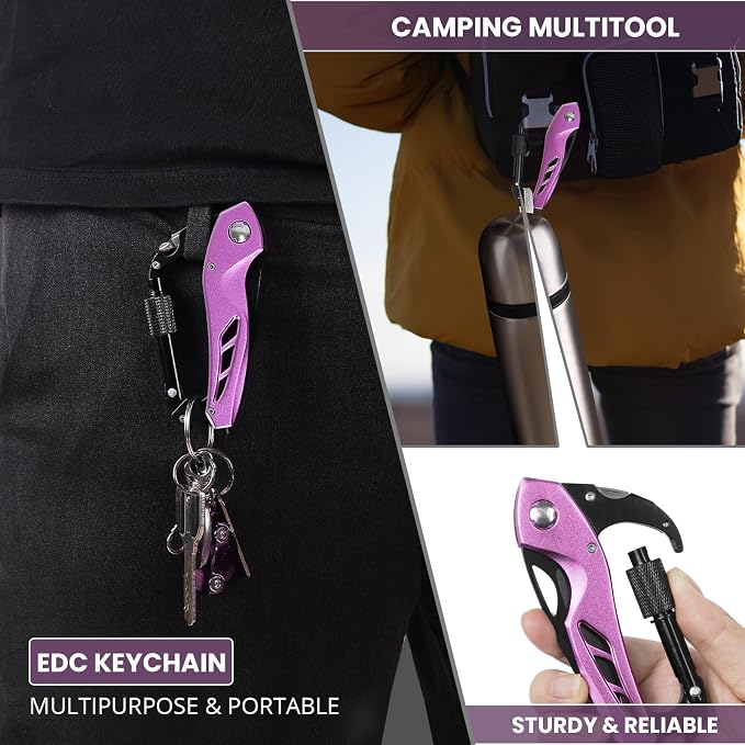 FUNBRO Pink Multitool Carabiner, Stocking Stuffers Gifts - Image 6