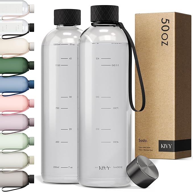 KIVY Large Water Bottle 50oz Fits Backpack & Cupholder by KIVY