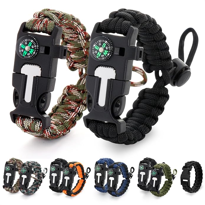 Paracord Bracelets for Men and Women – Adjustable Survival Paracord Bracelet by NADOBA