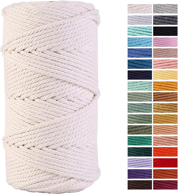 Macrame Cord 3mm x 109Yards 100% Natural Cotton Macrame Rope Cotton Cord by AestheticDesignforYou