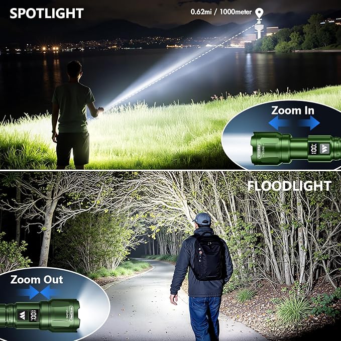 WdtPro LED Rechargeable Flashlight 2 Pack, Super Bright Zoomable 6000 Lumens - Image 2