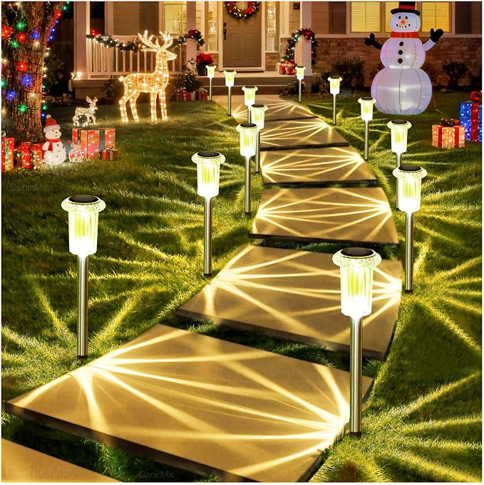 DenicMic Solar Lights Outdoor 10 Pack Waterproof 3000K Warm White LED Stainless - Image 9