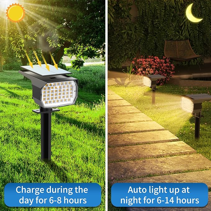 Tadyreal Solar Spot Lights Outdoor 2 Pack, Solar Landscape Spotlights Waterproof - Image 3