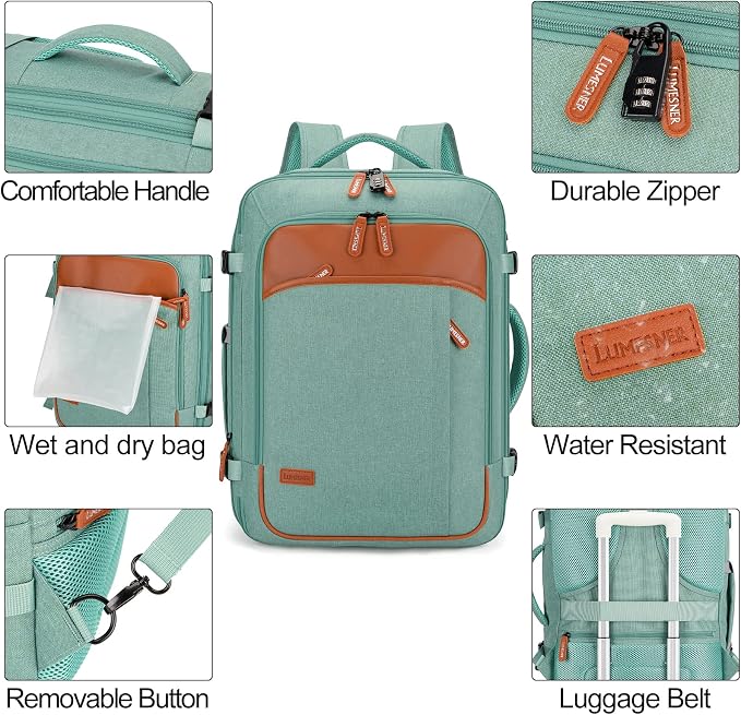 Lumesner Carry on Travel Backpacks, Extra Large 40L Flight Approved Bag - Image 6