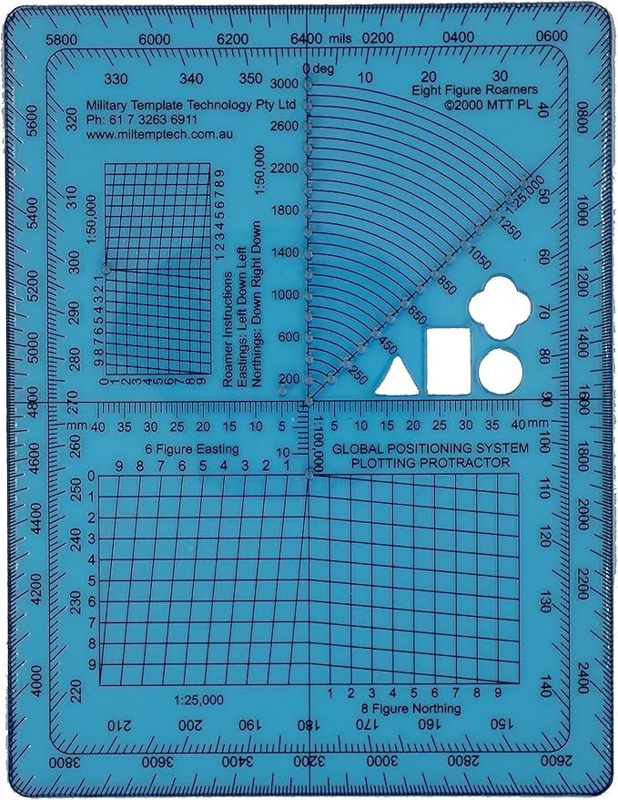 GPS Map Plotting Protractor — Military Map Marking | Coordinate Scale | Degrees by MilitaryTemplateTechnology
