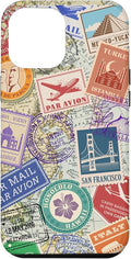 World Map Travel Passport Stamps Postage Stamp Case by Unknown