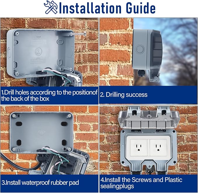Outdoor Power Outlet Box with 16.4Ft Extension Cord, NEMA 5-15R, STW 14 AWG - Image 6