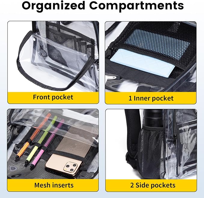 Vorspack Clear Backpack Heavy Duty PVC Transparent Backpack Extra Large Clear - Image 4