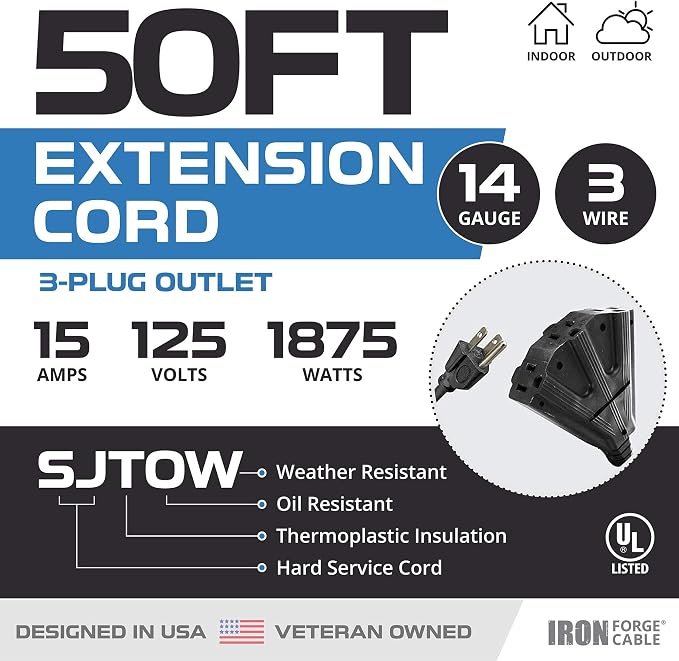 Iron Forge Cable 14 Gauge Outdoor Extension Cord 50 Ft - Image 2