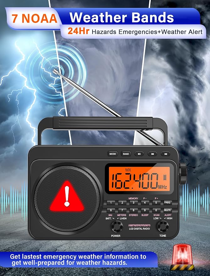 NOAA Weather Alert Radio, Digital AM FM Shortwave Radio - Image 2