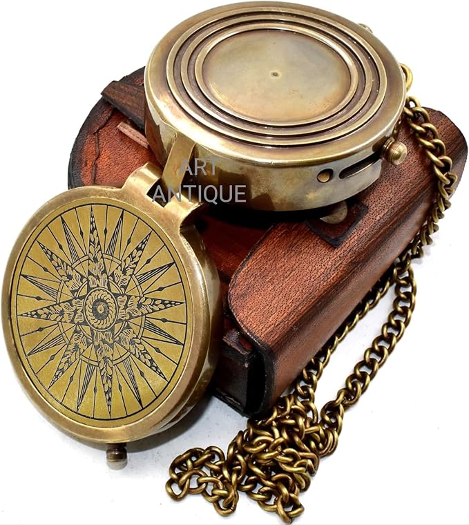 Vintage Brass Pocket Compass - Image 2